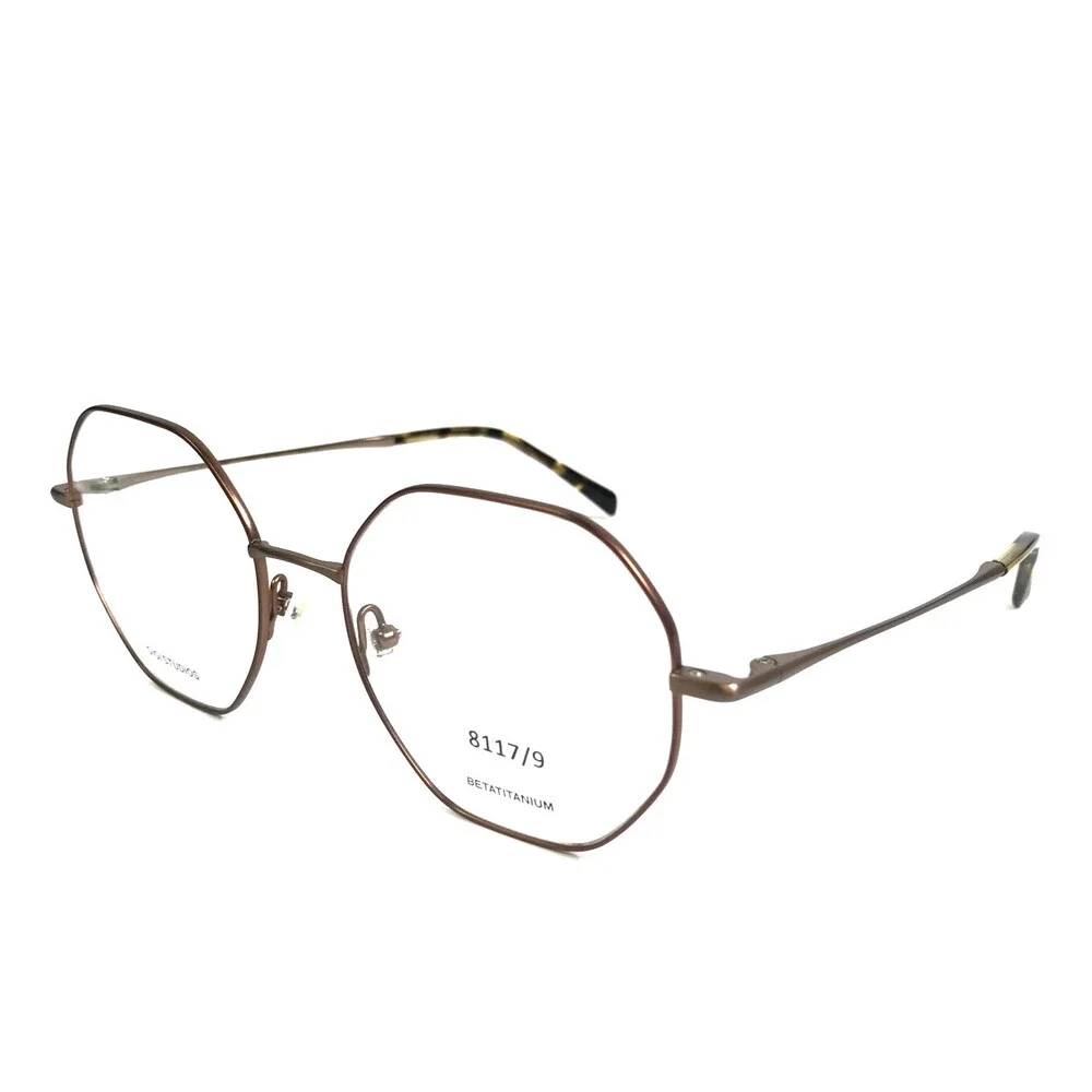 Gigi Studios Eyeglasses Frames ALEGRIA 8117/9 Brown Gold Octagonal 53-17-140